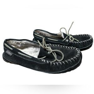 L.L. Bean Black Moccasin Slippers - Size 7 Men’s, Women’s 9